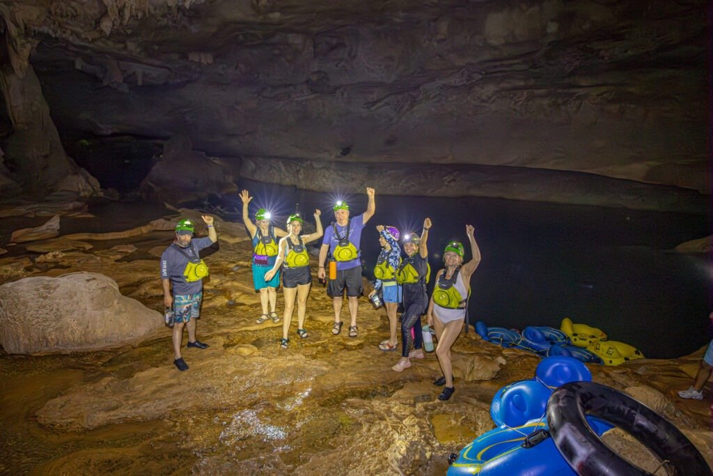 Group cave tubing adventure in Belize