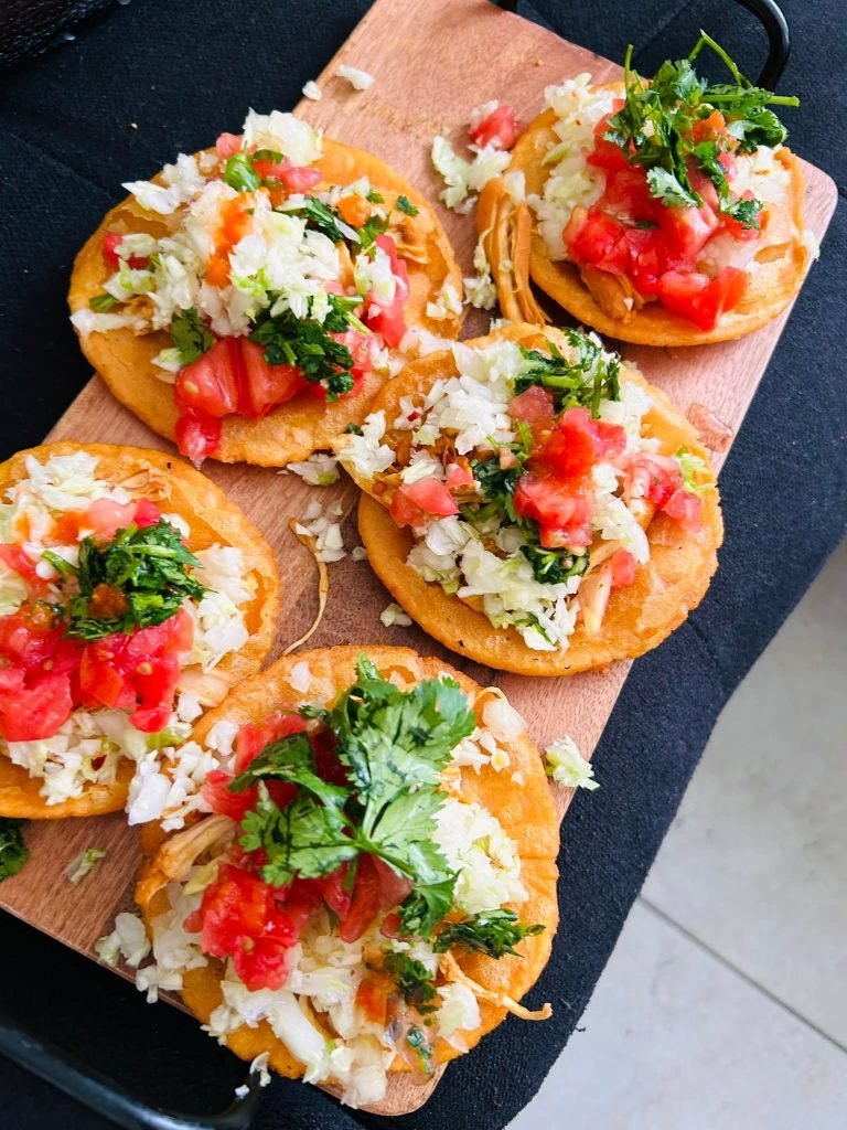 Fresh tostadas served with vegetables and cheese in Belize